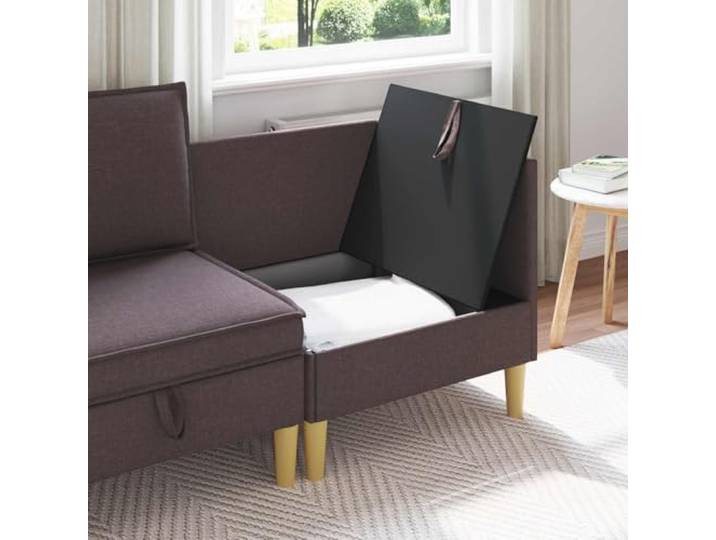 KTHLBRH Sitzsack mit Aufbewahrung aus braunem Stoff Komfortabler Schaum, kompensierter Rahmen, Kunststoffbeine, Verwendung im Innenbereich, Montage erforderlich