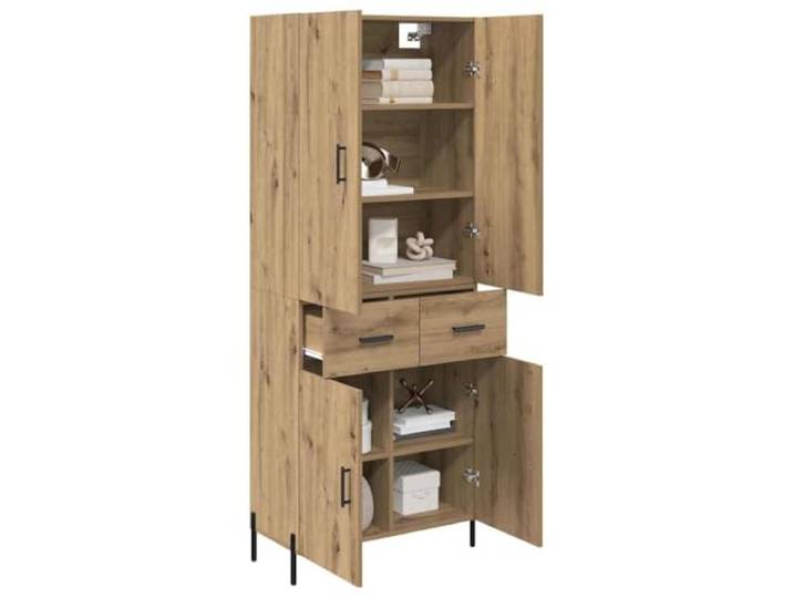 KTHLBRH Sideboard Eiche Handwerk 69,5 x 34 x 180 cm Mehrschichtholz, 2 Türen, 2 Schubladen, Wandmontage, großer Stauraum