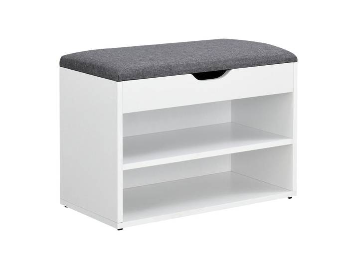 [en.casa] Schuhbank Gentofte, Weiß, Textil, 60x46x30 cm, Garderobe, Schuhaufbewahrung, Schuhregale