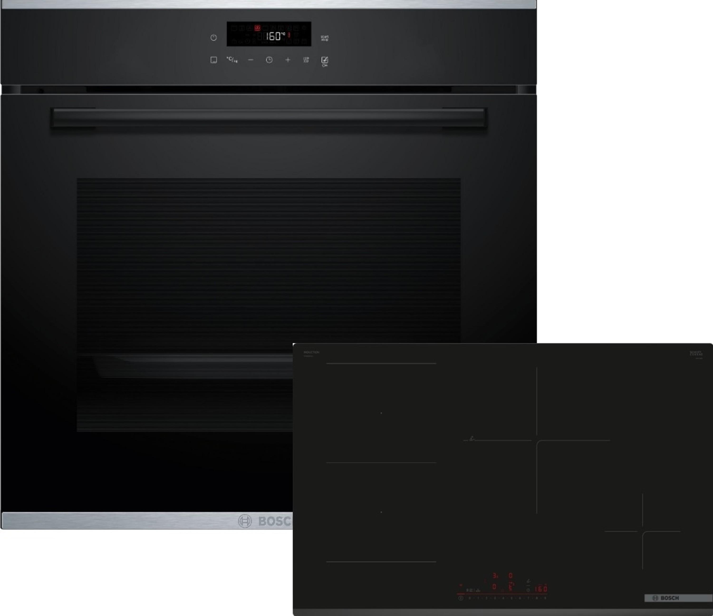 Bosch Einbau-Backofen-Set, HBA271BB3 + HEZ538000 + PVS83KHC1E, Einbau-Backofen, Induktionskochfeld, Clip-Auszug HBDPAL783