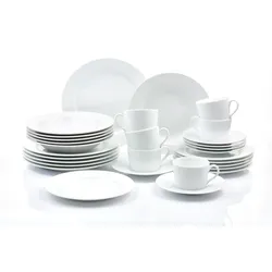 Kombiservice RETSCH ARZBERG "HEIKE WEISS, Geschirr-Set 30-teilig für 6 Personen, Porzellan, rund", weiß, 30 Stk., Porzellan, Geschirr-Sets, Kombiservice, Geschirrklassiker in der traditionellen runden Form, zeitlos und chic