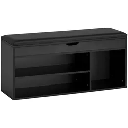 WOHNLING WL7.222 Schuhbank mit Sitzfläche und Stauraum 104x51x32 cm Kunstleder Schwarz