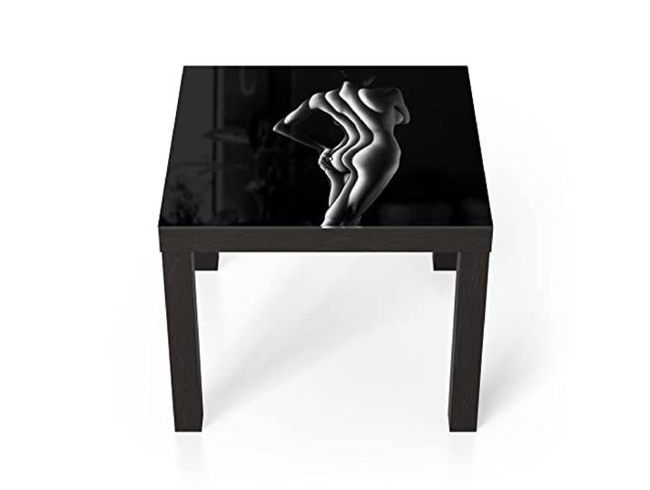 DEQORI Glastisch schwarz klein 55x55 cm Motiv Sexy Frauensilhouette ausgefallener Beistelltisch aus Glas Hochglanz Couchtisch fürs Wohnzimmer moderner Couch Tisch mit Design