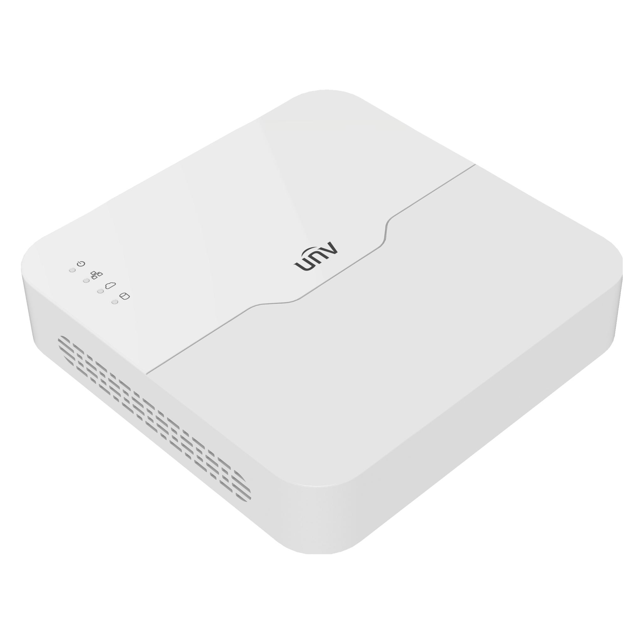 Uniview NVR,4 kanály, až 12MP, až 10TB HDD, PoE 4ch (50W budget), SMART VCA, SIP by NVR (Netzwerk Videorecorder (NVR)) (NVR301-04B-LP4-IQ)