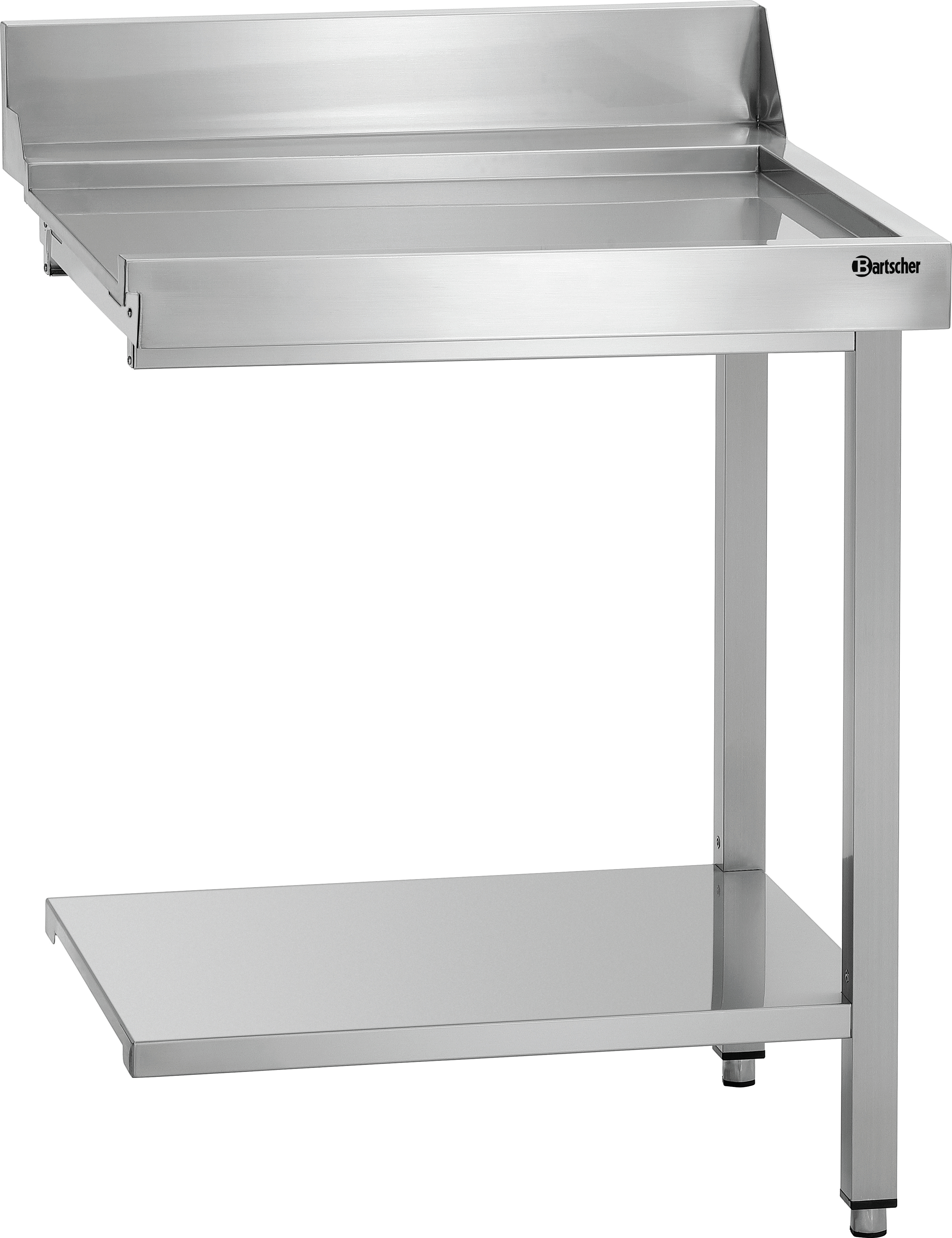 Bartscher Ablauftisch DS-700R, Edelstahl, 70 cm breit, höhenverstellbar, rechtsseitiger Anbau