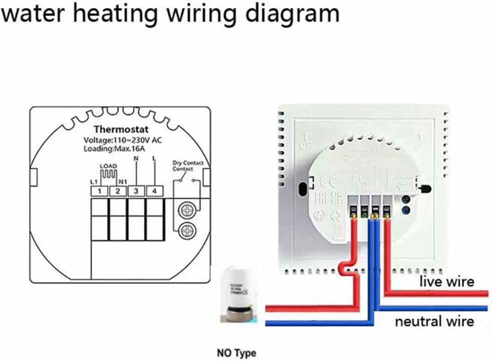 INF Thermostat Intelligent Zigbee Tuya pour Chauffage de l'Eau, Contrôleur de Température Programmable avec Écran LED Le noir