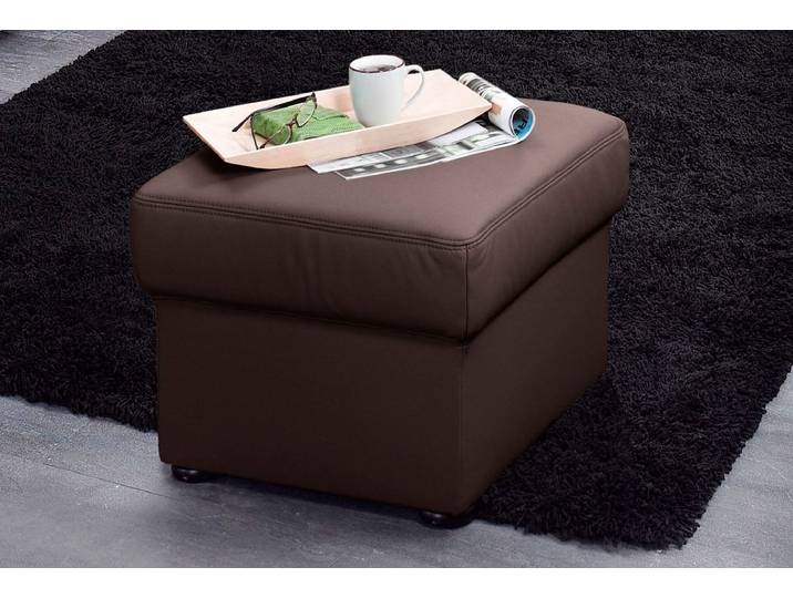 Hocker SIT & MORE Bansin , braun (mokka), B:58cm H:45cm T:58cm, Luxus-Microfaser ALTARA NUBUCK (100% Polyester);SOFTLUX-Kunstleder;NaturLEDER (echtes Rindsleder)/Korpus SOFTLUX-Kunstleder, Hocker, Polsterhocker Lederhocker
