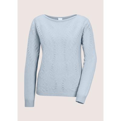 Longpullover MADELEINE "Pullover Kaschmirpullover mit Strukturstrick", Damen, Gr. 34, bleu, Pullover Longpullover