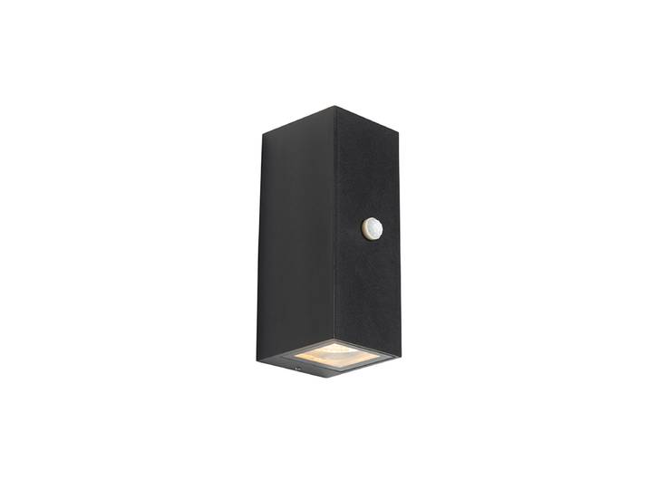 Applique murale noire 2 lumières IP44 avec détecteur de mouvement