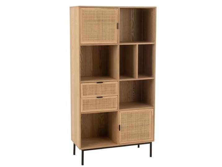 J-Line Kast VAKKEN MDF/metaal natuur/zwart