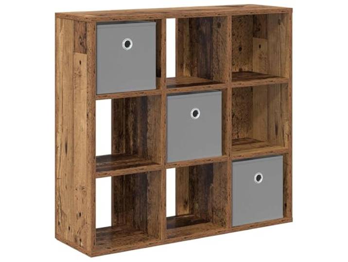 TEKGHUT Sideboard Altholz 73,5 x 24 x 69,5 cm Holzwerkstoff Wohnzimmer, Innenbereich, Bücher Aufbewahrung, Deko Präsentation, versenkte Griffe, Regale, Montage zu zweit