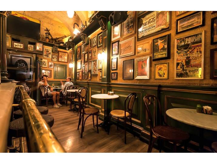 Fototapete PAPERMOON Restaurant, Bar, Tresen , bunt, B:4,5m L:2,8m, Vlies, Tapeten, Fototapete