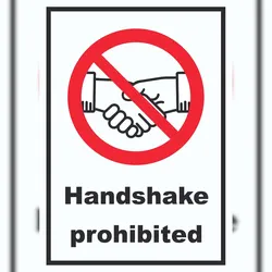 HB-Druck Handshake prohibited Schild No handshake Symbol und Text Schild A2 (420x594mm)