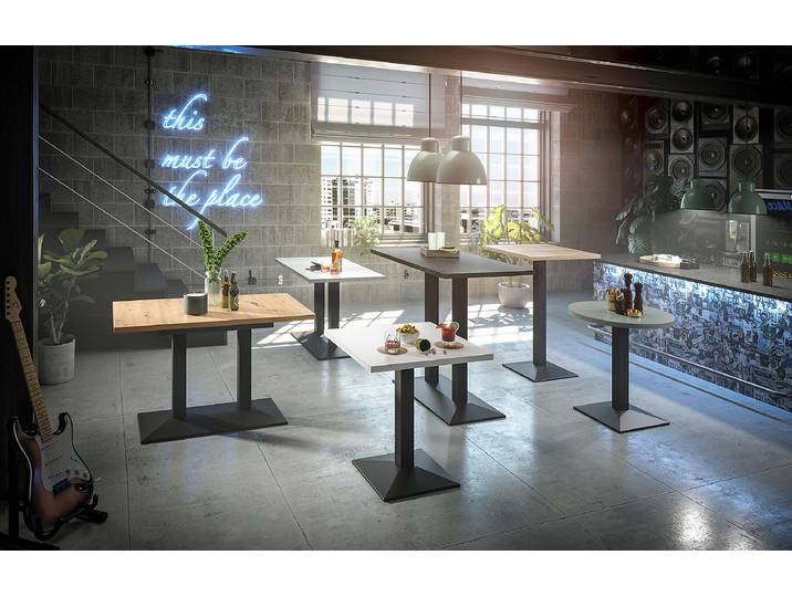 Table de bistrot Bakadi rectangulaire 120 x 75 x 70cm Bois/Noir/Imitation chêne Artisan