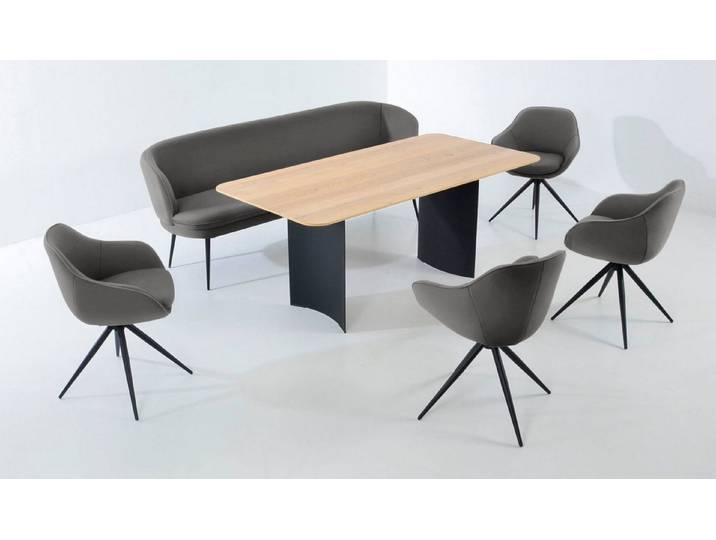 K+W Komfort & Wohnen Essgruppe ZOOM, abgerundete Essgruppe mit Solobank, 4 Sesseln und 1 Tisch