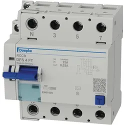 DOEPKE FI-Schutz mit Zusatz 4-polig 440V 25A DFS4 025-4/0,03-A FT 0,03A Reiheneinbaugerät A 4,5TE