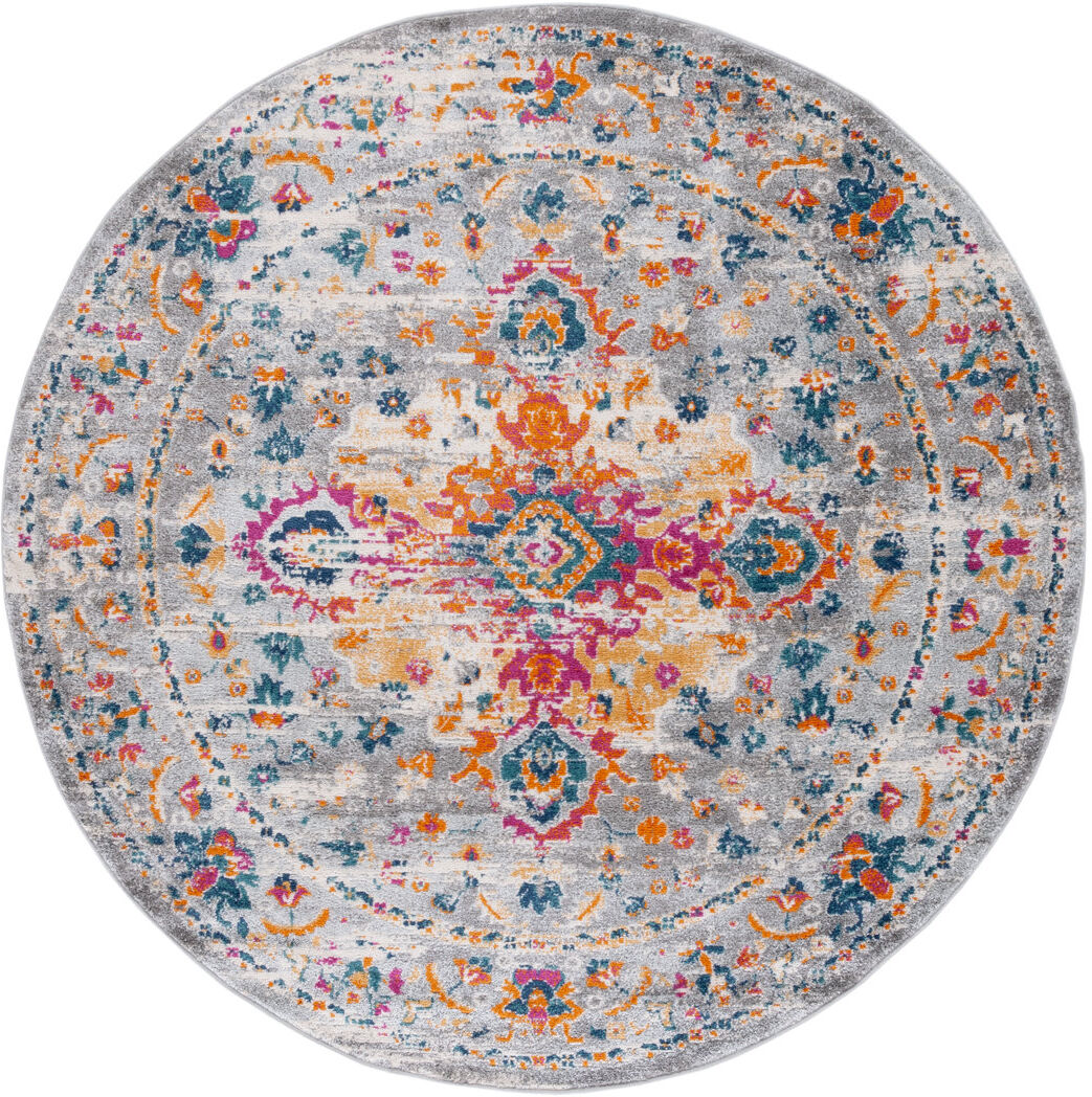 Langley Street Silas Area Rug Grey;Orange;Pink Round 201cm