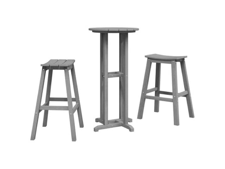 Makastle Garten-Bar-Set 3-teilig Hellgrau HDPE 55 x 55 x 107 cm 30,26 kg mit Montage