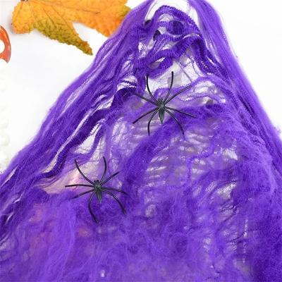 Inspired Finds Stretchy Halloween Spider Web Artificial White Cobweb Decoration purple
