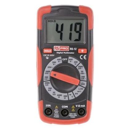 RS PRO Compact Multimeter Manual Ranging (CAT III 600V, Hand-Multimeter) (1231939)