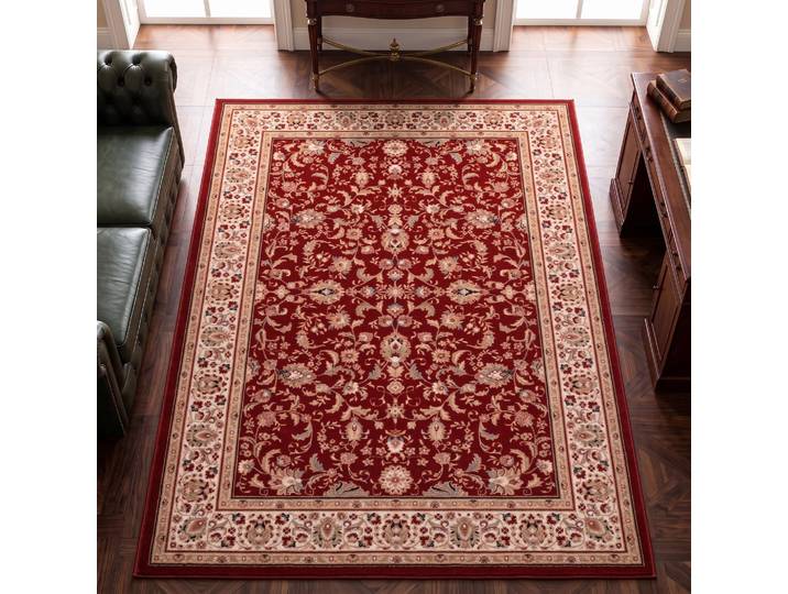Wollteppich THEKO Dolna - 808 , rot, B:80cm H:10mm L:150cm, Schurwolle, Teppiche, Wollteppich, Kurzflor, reine Wolle, Orient-Optik, auch in rund, Wohnzimmer