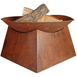 Feuerstelle Pueblo 57x33cm Garten Rostoptik Terrasse Ofen Grill Feuerschale Feuerkorb