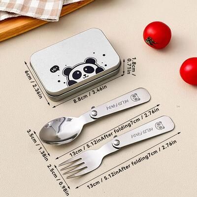 Uplift Picks Portable Folding Camping Cutlery Set With Case Stainless Steel Travel Utensils panda