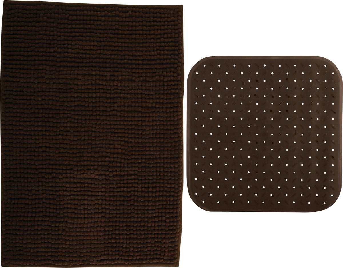 MSV Sevilla Badkamer Set - Anti-slip mat en droogloop mat - Bruin