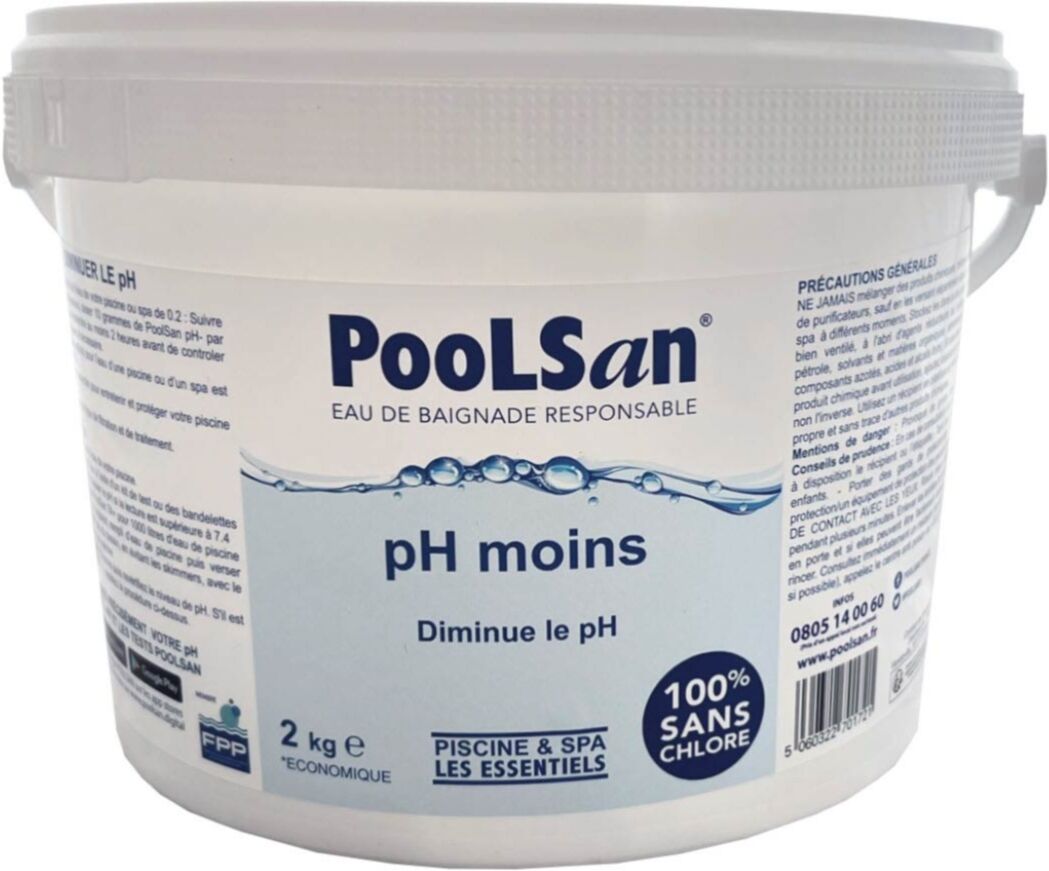 Correcteur de pH moins piscine Poolsan seau 2 kg