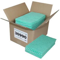 Grüne Welle, Universaltücher mit Textilcharakter, grün-weiß, 55 % Viskose, 45 % Polyester, ca. 50x38 cm, 100 Tücher