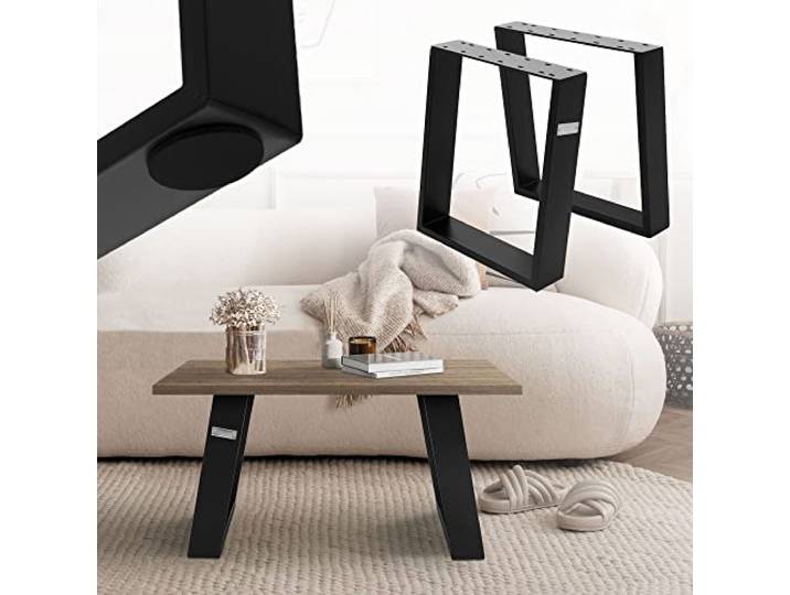 ML-Design 2er Set Tischkufen 80GRAD Neigung, 40x43 cm Schwarz matt, 8x2cm, Schräge Tischbeine, Metall Möbelkufen, Tischgestell Stahl geneigt Tischuntergestell Möbelfüße Bankkufen Bankgestell Bankbeine