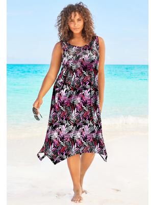 Plus Size Women's Sharktail Beach Cover Up by Swim 365 in Multi Textured Palms (Size 22/24) Dress