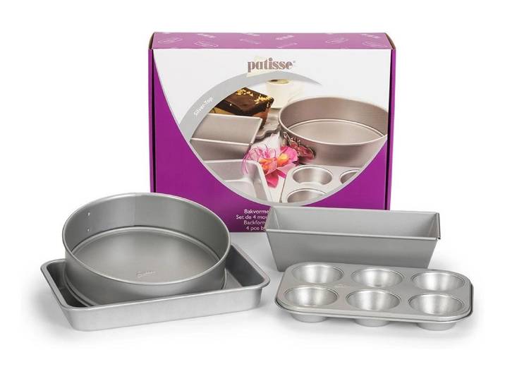 Backform PATISSE Silver-Top 4-teilig , silber, Stahl, Küchenformen, Backform, 4-teiliges Backformen Set
