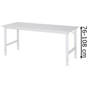 Rau Arbeitstisch Tom, höhenverstellbar, 200 x 76-108 x 80cm, Melamin, für Werkstatt