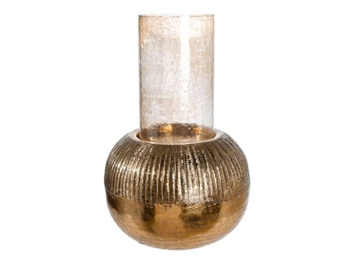 Casablanca Windlicht Haley aus Aluminium - geriffelt - rund - zylindrisch - goldfarben - Höhe 47cm x Ø 30cm