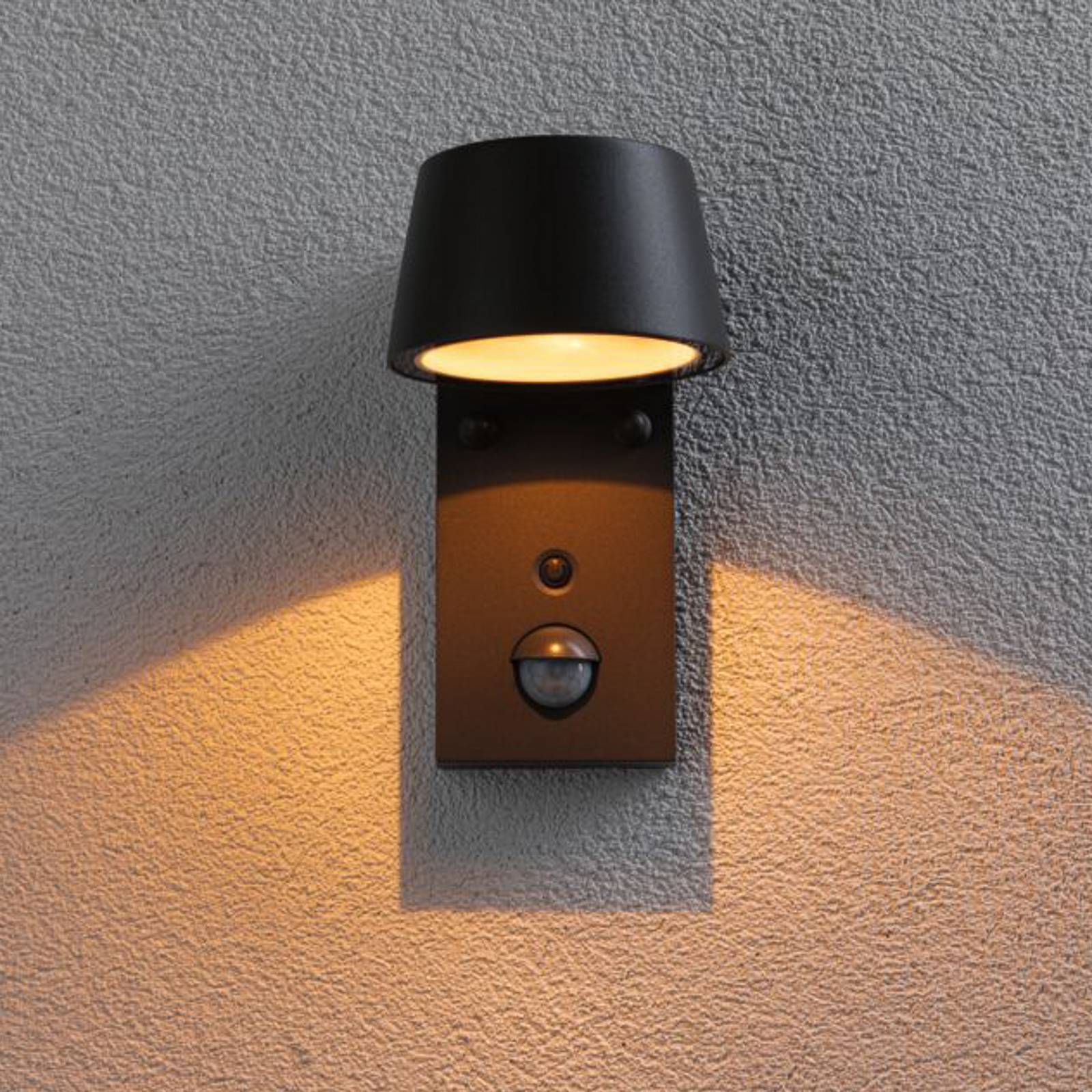 Paulmann Applique extérieur LED avec capteur Capea, noir, Aluminium, Moderne, Applique Exterieur LED