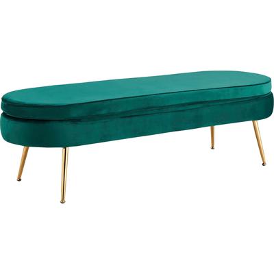 Polsterbank SALESFEVER "Clam Elegante Bank mit Polsterung", grün, B:142cm H:41cm T:45cm, Metall, Polyester, Sitzbänke, Polsterbank, Eleganz in Gold: Breite 142cm