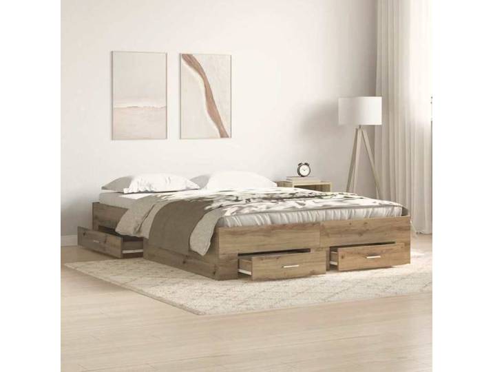 Soldes Flottants Lit double 140x190cm Structure de lit classique Chêne artisanal 140x190cm Bois d'ingénierie