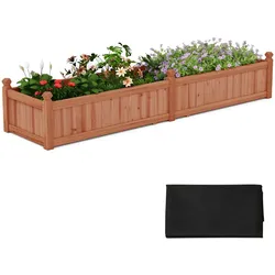 Helloshop26 - Rechteckiges Hochbeet 227 x 59,5 x 40 cm mit Drainagesystem und rustikaler brauner Holztrennwand 20_0010468