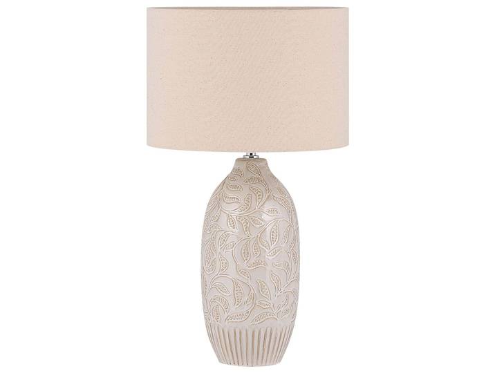 BELIANI Tischlampe in Beige mit dezenten Verzierungen Keramik 57 cm langes Kabel mit Schalter Wohnzimmer Glamour