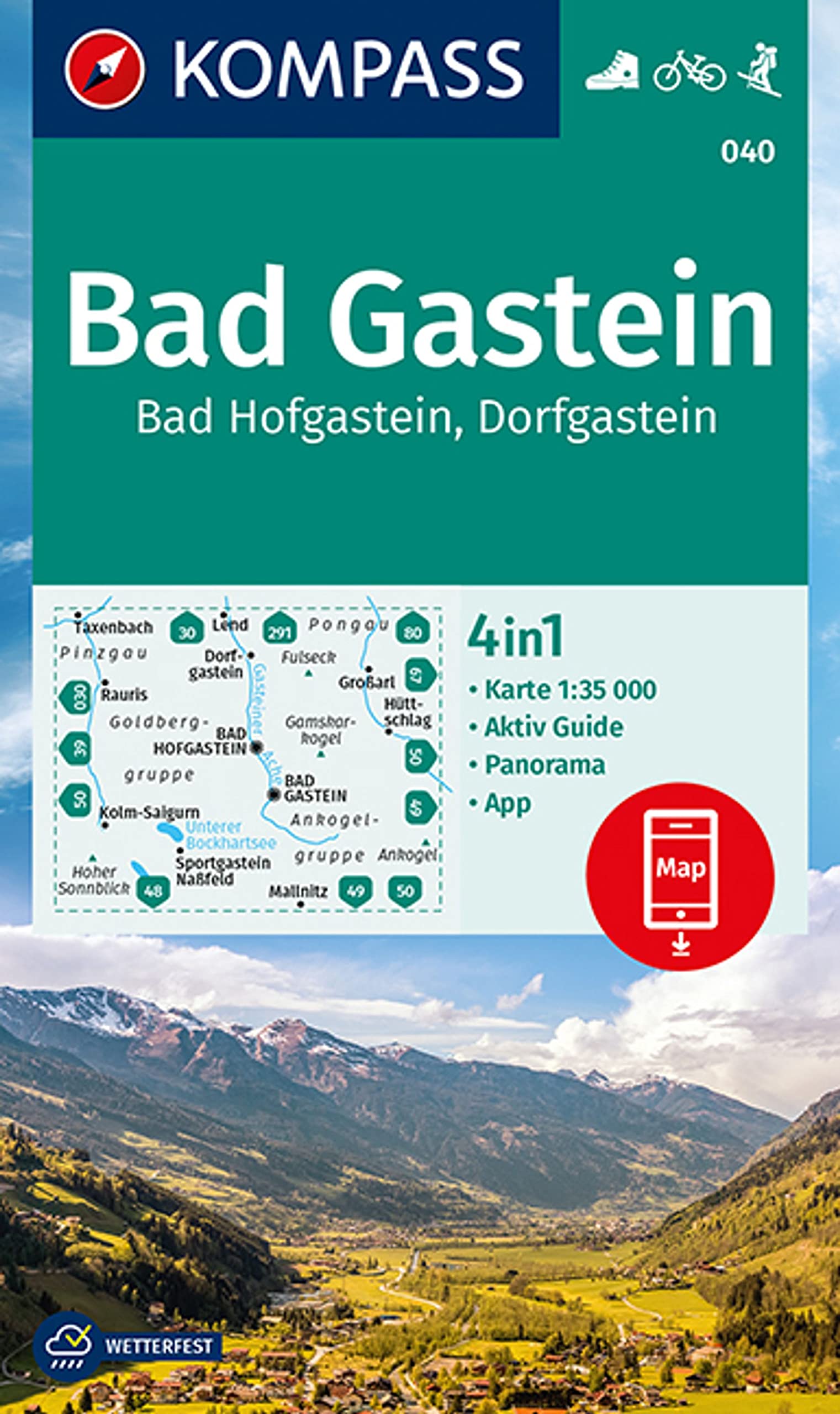 Carte de randonnée n° 040 - Bad Gastein, Bad Hofgastein, Dorfgastein (Autriche)   Kompass