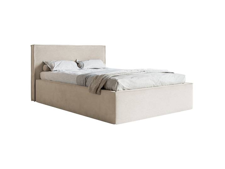 Gepolstertes Bett 160x200 cm Lucera mit Stauraum, grau-beiger