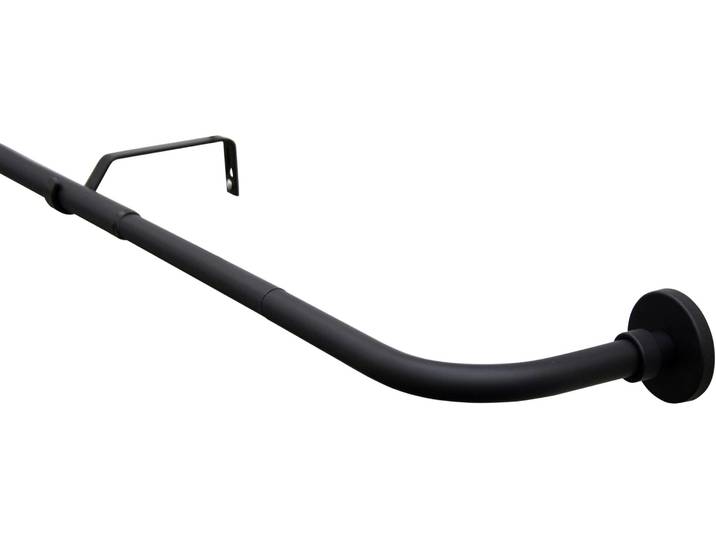 Gardinenstange GARDINIA Set Lisa 1-Lauf mit Bogen Ø 19 mm , schwarz, Ø:19mm, Metall, Gardinenstangen, Gardinenstange, 1-Lauf mit Bogen