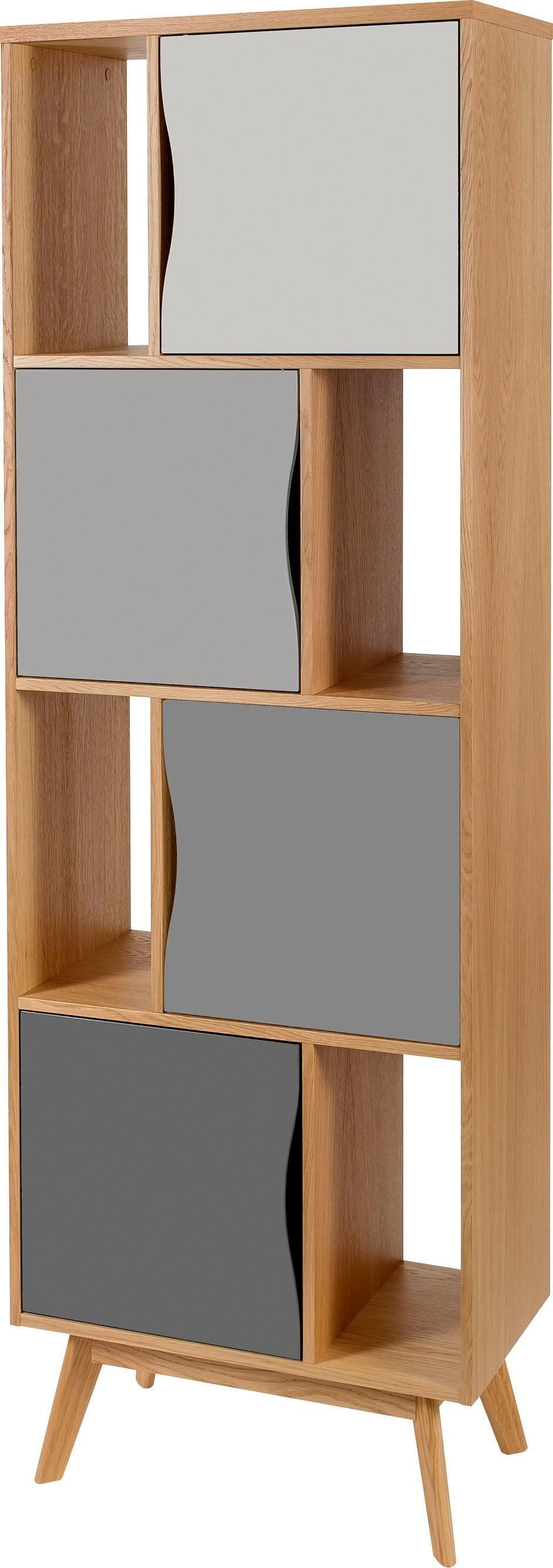 Bücherregal WOODMAN "Avon, Regal, Standregal", grau (eiche, grau), Regale, Bücherregal, Höhe 191 cm, Holzfurnier aus Eiche, schlichtes skandinavisches Design eiche, grau Einheitsgröße
