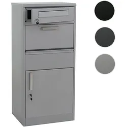 Paketkasten mit LED-Licht HWC-R36, Paketbox Standbriefkasten Briefkasten Beleuchtung, Metall 112x50x57cm ~ grau