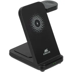Rivacase VA4916 WH3 kabellose Ladestation 3-in-1 charger, lade 3 Geräte gleichzeitig auf, Qi-Zertifi (15 W), Wireless Charger, Schwarz, Weiss