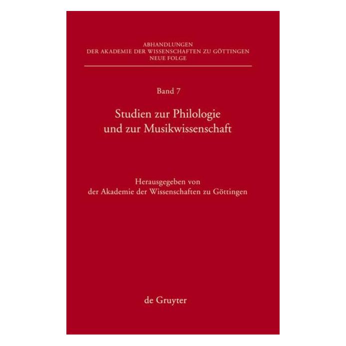 De Gruyter Studien zur Philologie u.zur Musikwiss. (Deutsch, Hardcover) (62166043)