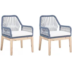 GARTENSTUHL 2er-Set und Sitzkissen Marineblau Olbia