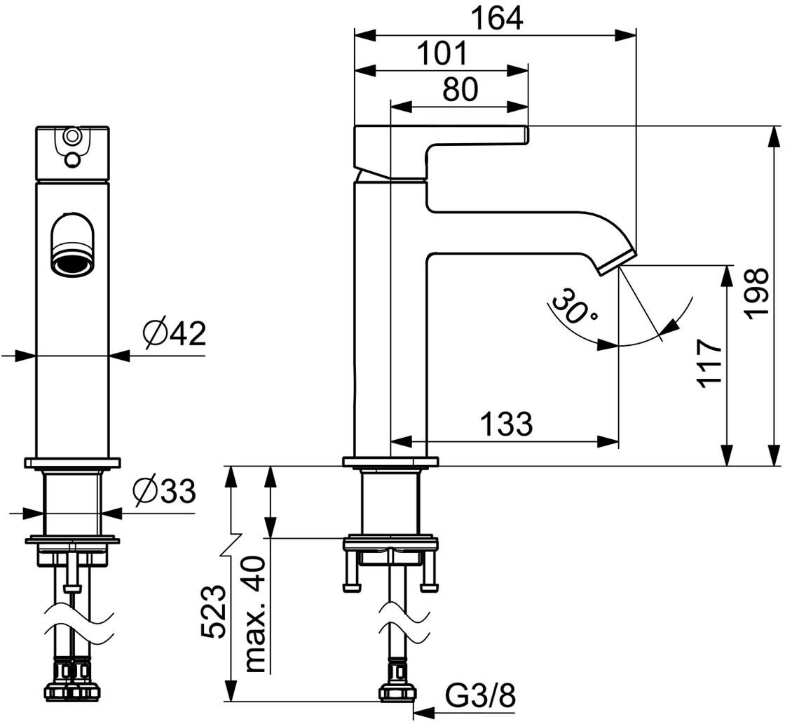 HANSAVANTIS Style Waschtischbatterie Einhebelmischer ECO, Badarmaturen, 543722070005, chrom