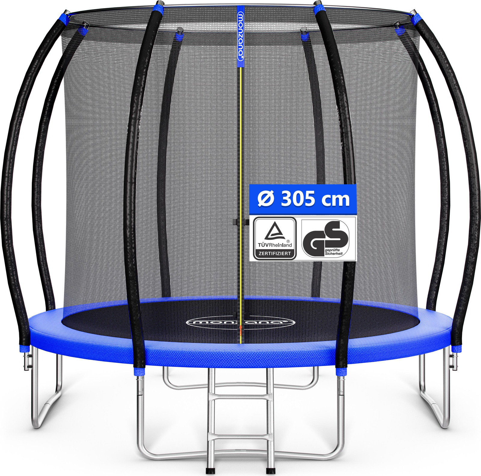 Monzana Trampoline met veiligheidsnet, binnenladder en randbescherming, diameter: 305 cm